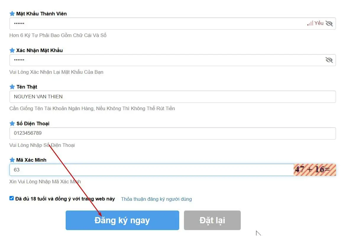 Xác nhận đăng ký Vin777