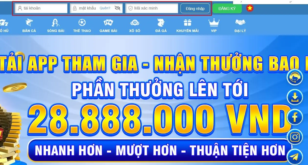 Đăng nhập vào Vin777